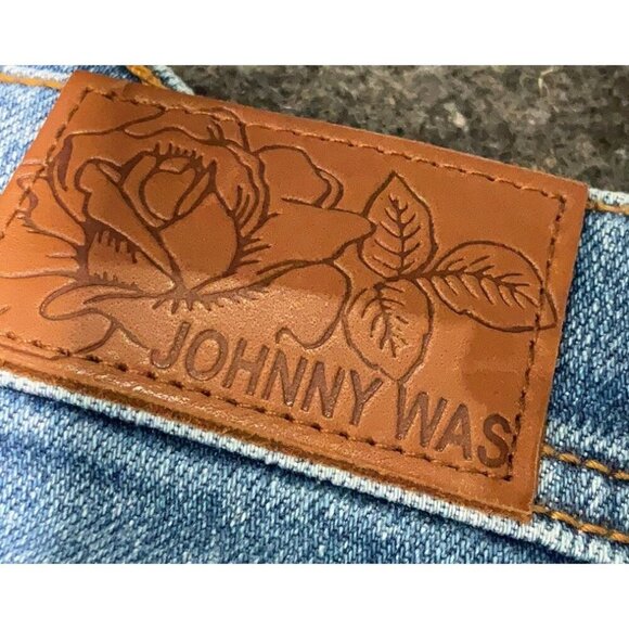 Johnny Was Eliza Cargo Jean Medium Wash Boho Embroidered trim, Size 32 - Picture 5 of 5